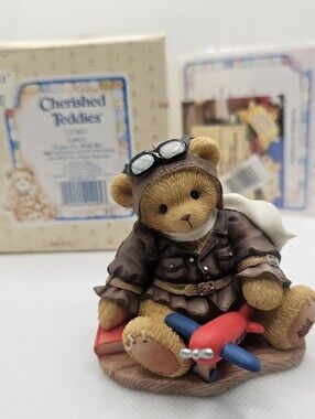 New Cherished Teddies LANCE pilot bear plane toy Figurine fly With Me boy Event